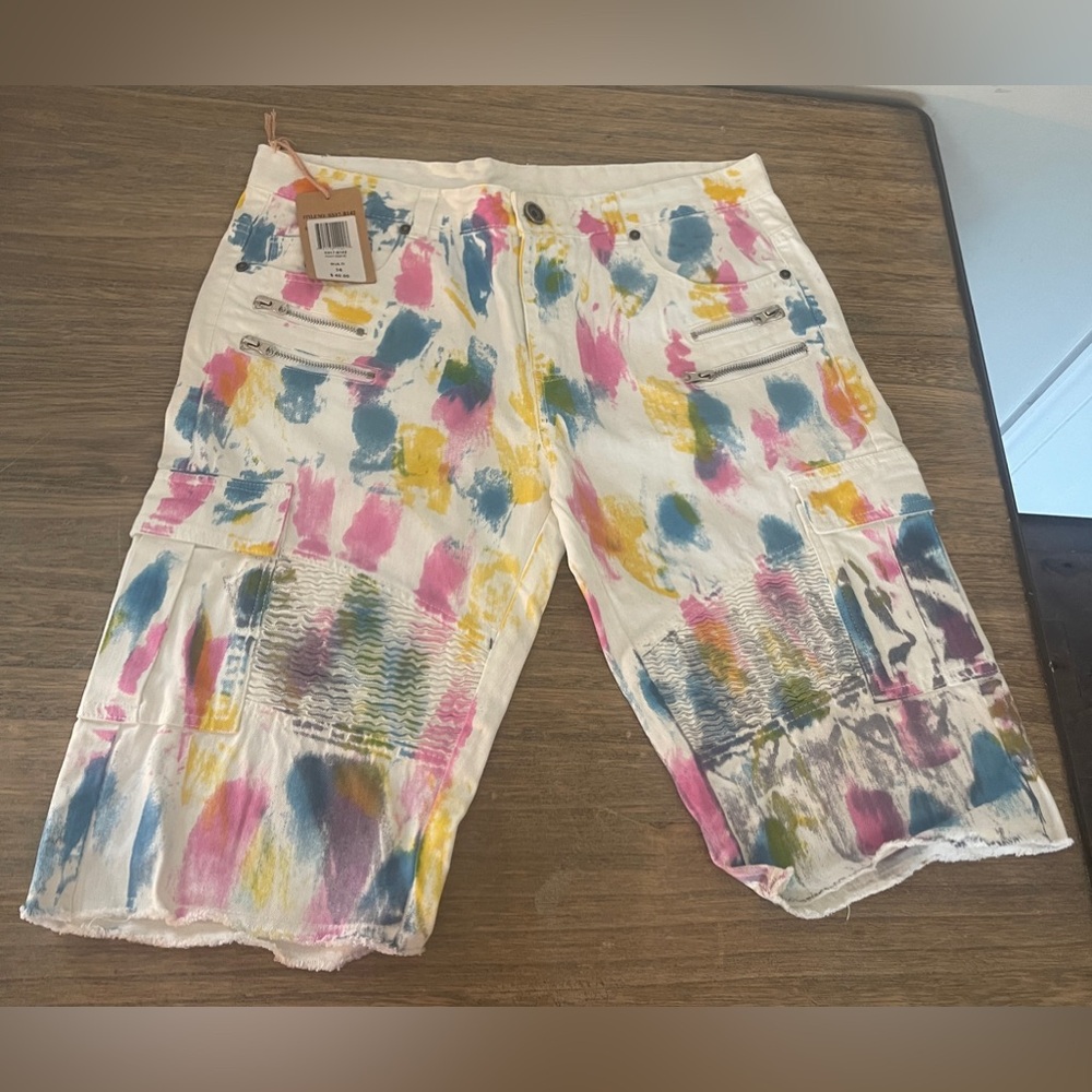 DNM Collection Men’s Jean Shorts SS17-B142 Paint Pastel Size 36